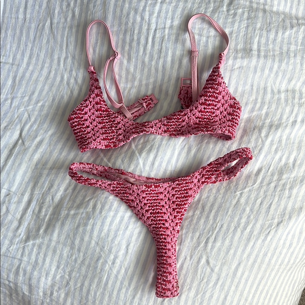 Triangl Swim Pink Crochet Bikini Set
